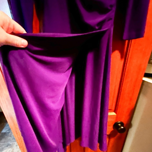 NWOT Faux wrap stretchy purple dress- Christmas, work, date night - Picture 3 of 7